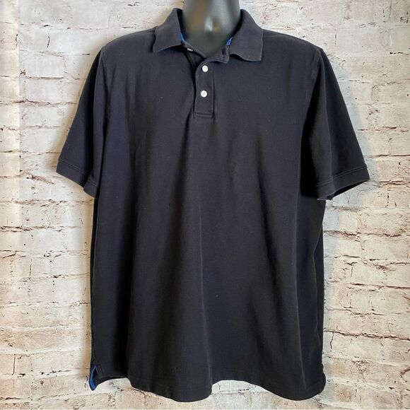 Croft and Barrow Men’s Pique Polo Short Sleeve Black XL Collared Button - Picture 1 of 4